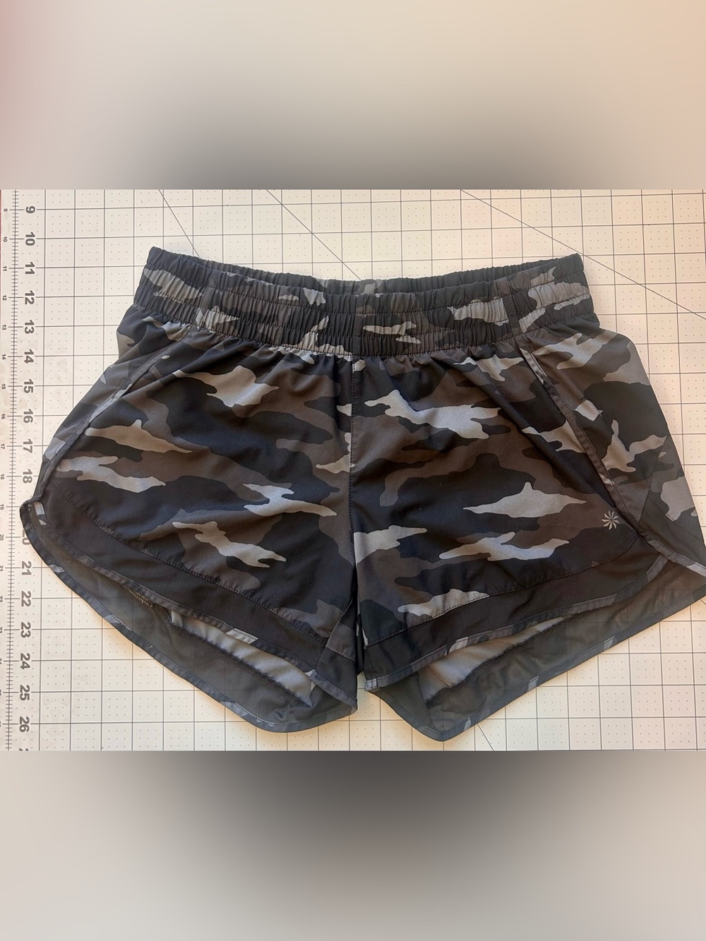 Athleta Black and Gray Camo Athletic Shorts